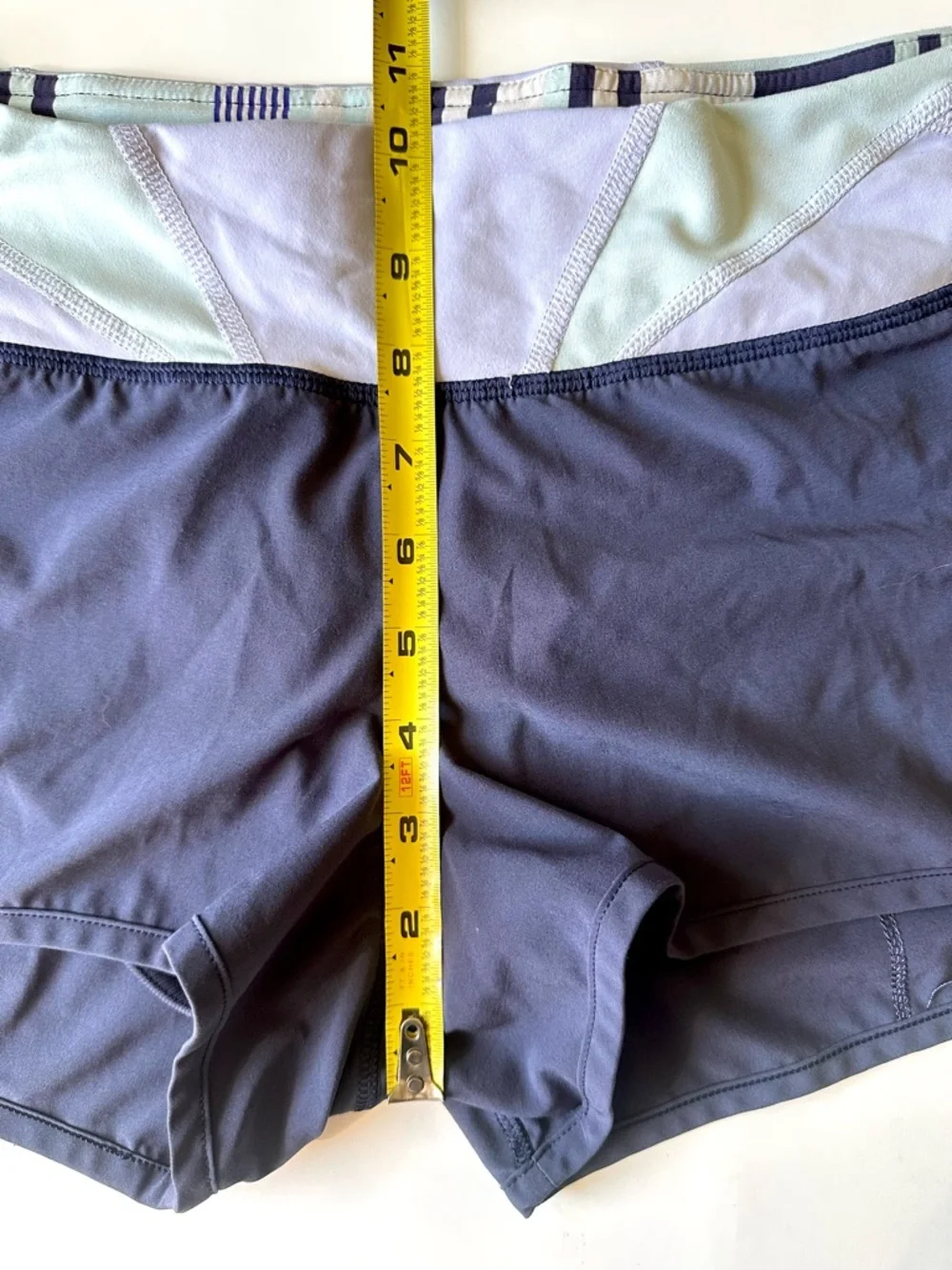 Lululemon Athletic Shorts Women’s Sz 8 Navy with Light Mint & Lavender Waistband